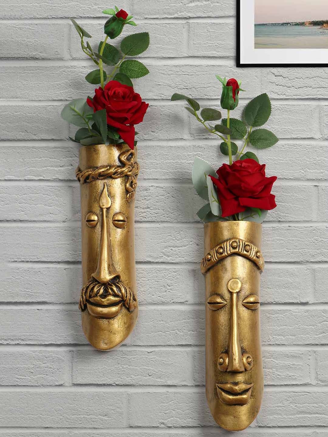 

STYLESPACE BY ISHA Metallic 2 Pieces Face Shape Hanging Wall Planters
