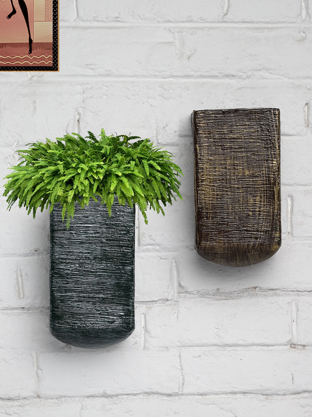 

STYLESPACE BY ISHA Metallic & Black 2-Pieces U Shape Hanging Wall Planters