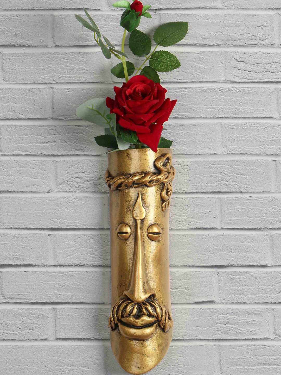 

Stylespace by Isha Golden Face Shaped Fiber Wall Planter, Gold
