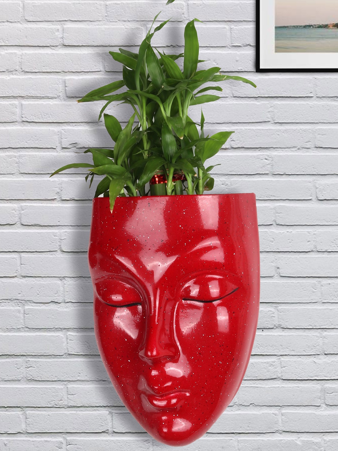 

Stylespace by Isha Red Printed Face-Shaped Fiber Wall Planter