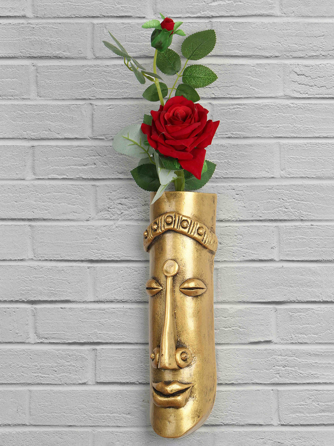 

Stylespace by Isha Gold-Toned Metallic Finish Face-Shaped Fiber Wall Planter