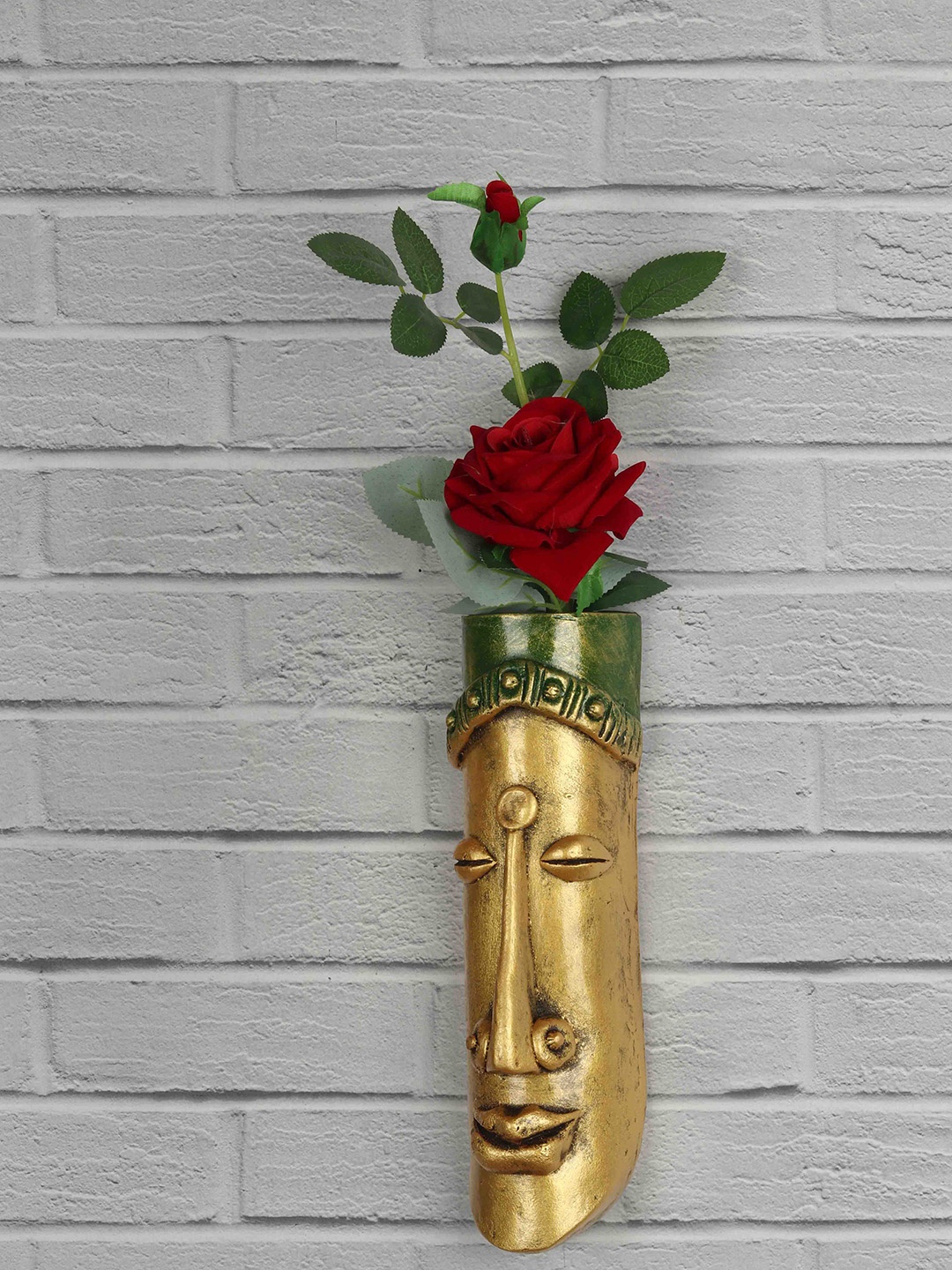 

Stylespace by Isha Gold-Toned & Green Face-Shaped Fiber Wall Planter