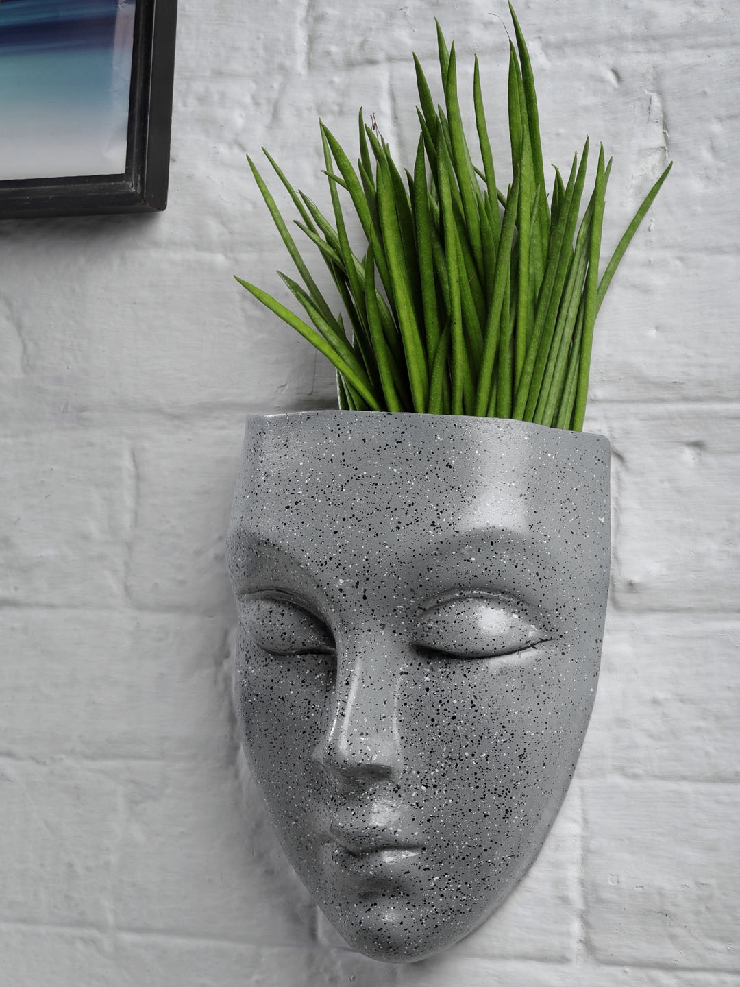 

Stylespace by Isha Grey Face Shaped Fiber Wall Hanging Planter