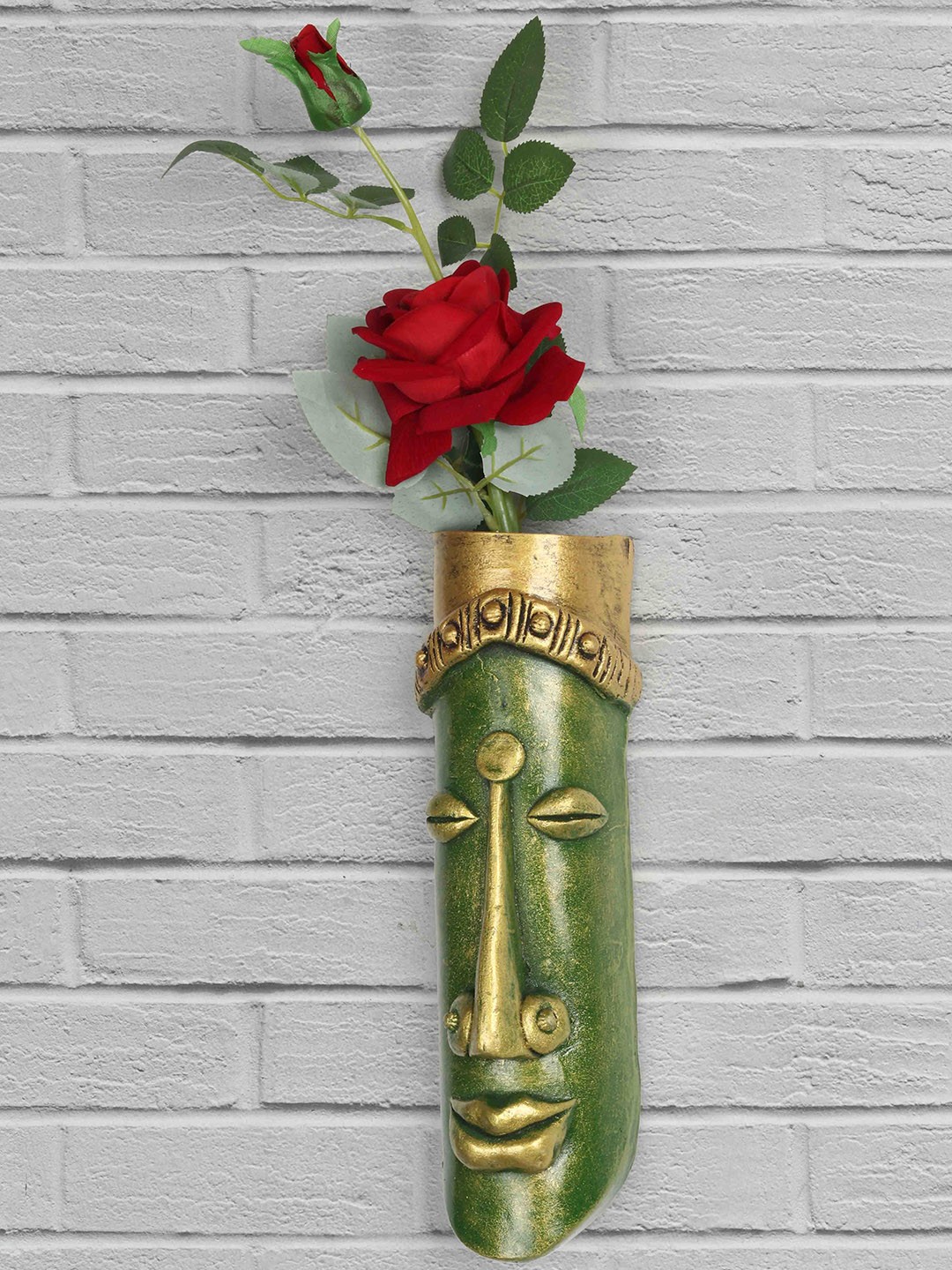 

Stylespace by Isha Green & Beige Face Shaped Fiber Wall Hanging Planter