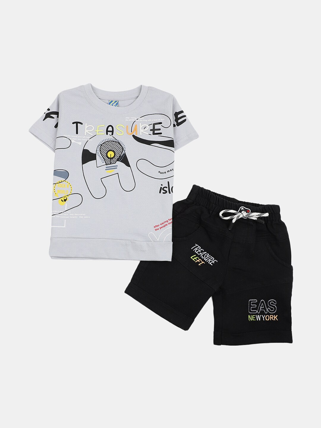

V-Mart Infant Boys Printed Pure Cotton T-shirt with Shorts, Grey