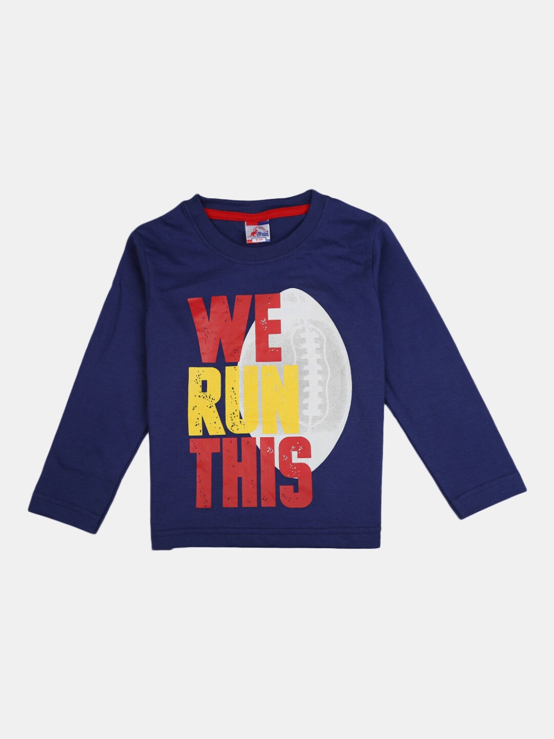 

V-Mart Kids Typography Printed Pure Cotton T-shirt, Navy blue