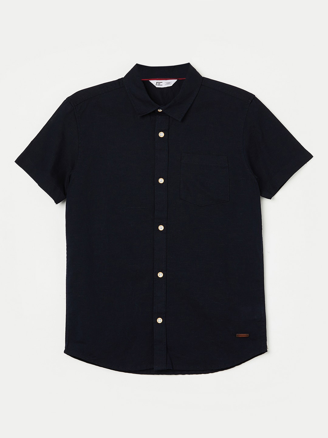 

Fame Forever by Lifestyle Boys Spread Collar Casual Cotton Linen Shirt, Navy blue