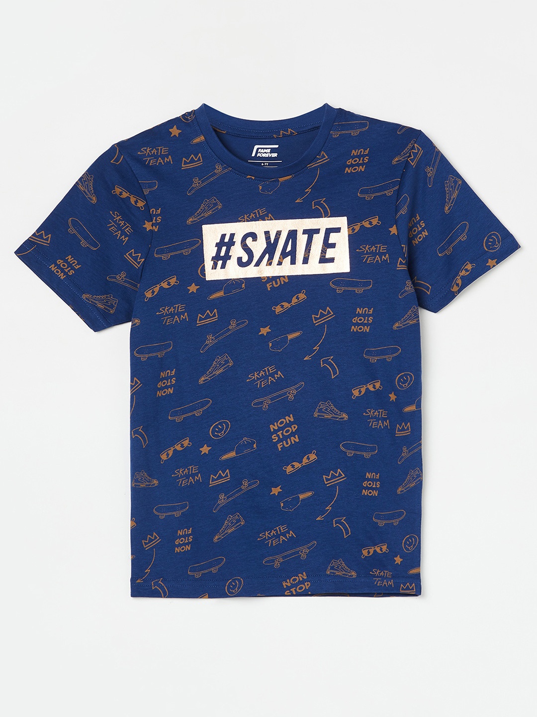 

Fame Forever by Lifestyle Boys Conversational Printed Slim Fit T-shirt, Blue