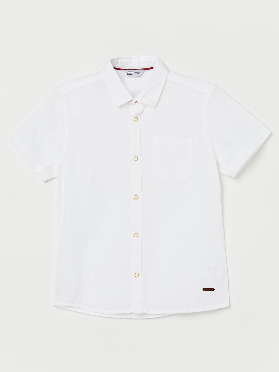 

Fame Forever by Lifestyle Boys Spread Collar Pure Cotton Casual Shirt, White