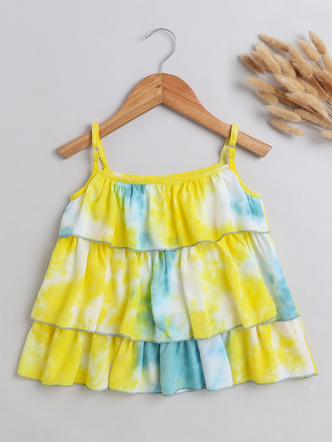 

The Magic Wand Girls Tie & Dyed Layered Tiered Top, Yellow