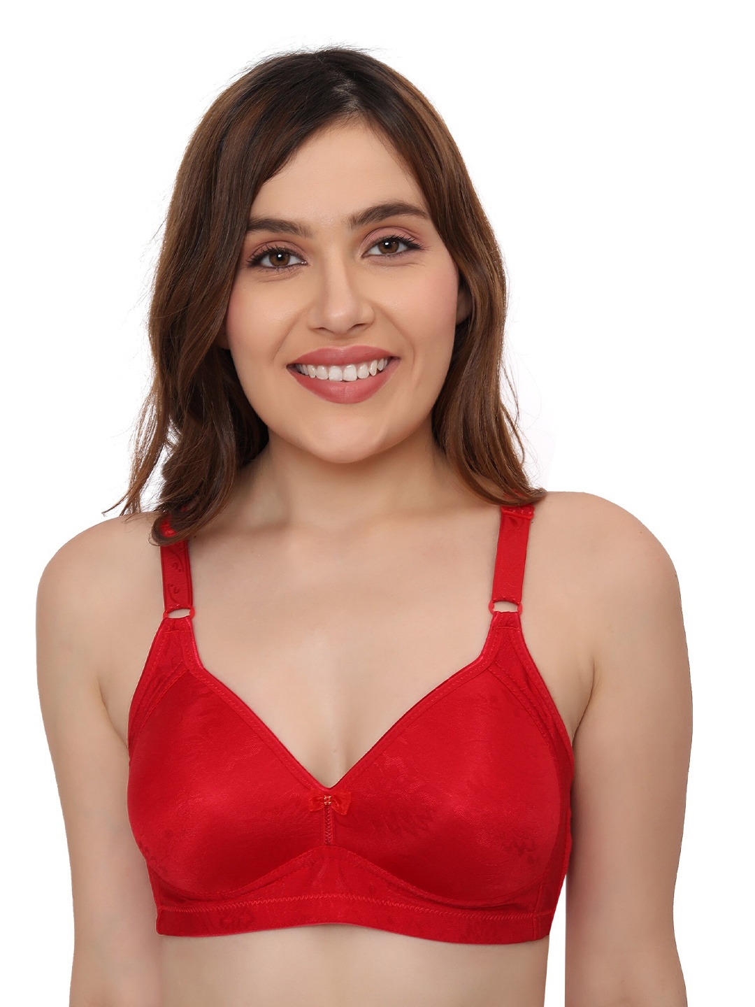 

PLUMBURY Full Coverage Lightly Padded All Day Comfort Seamless Everyday Bra, Red