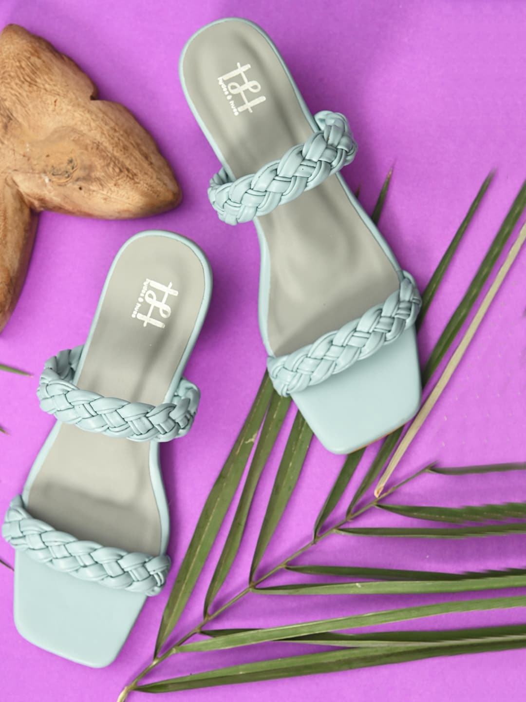 

Hydes N Hues Braided Open Toe Block Heels, Blue