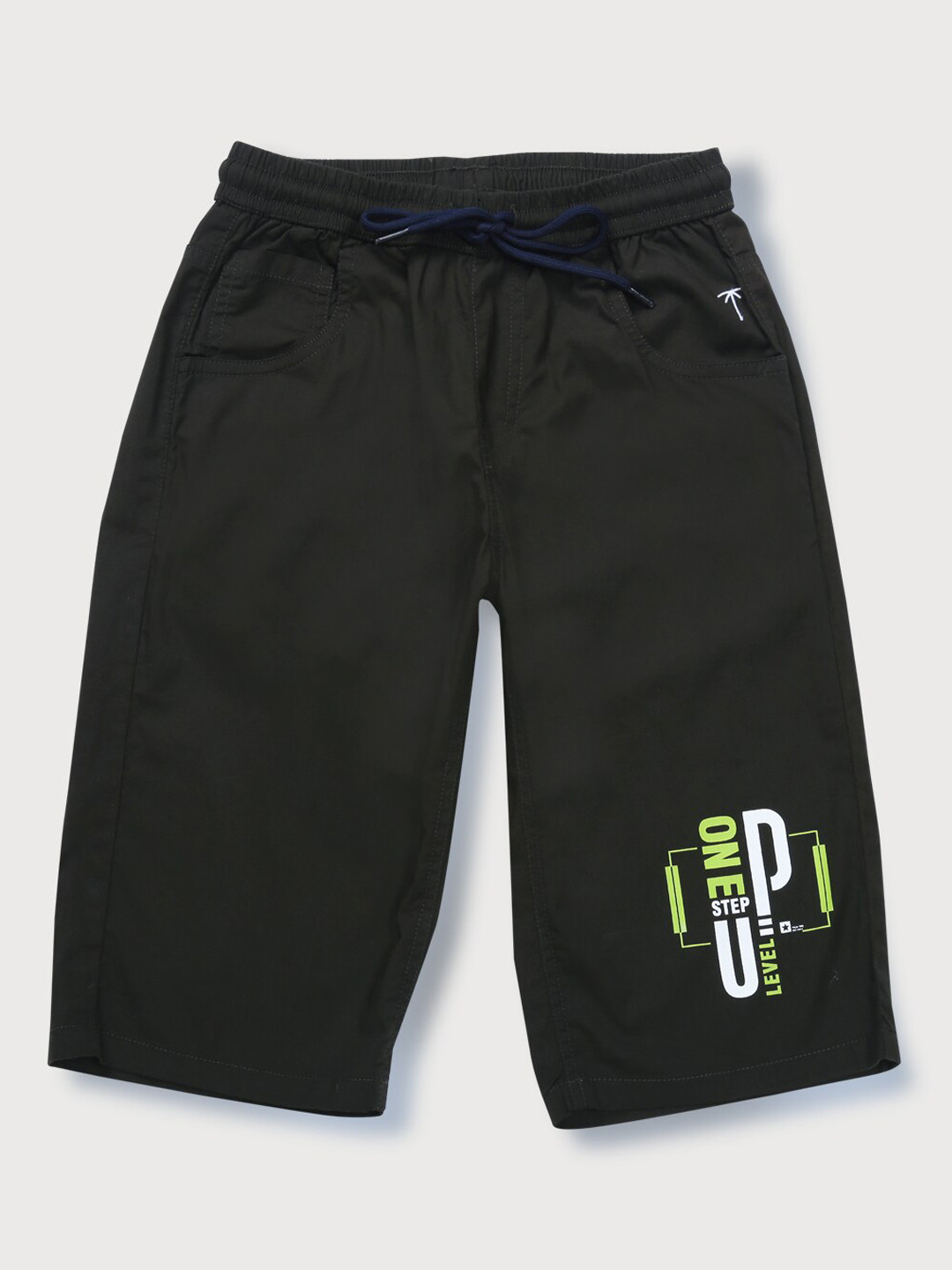 

Palm Tree Boys Mid-Rise Cotton Shorts, Olive