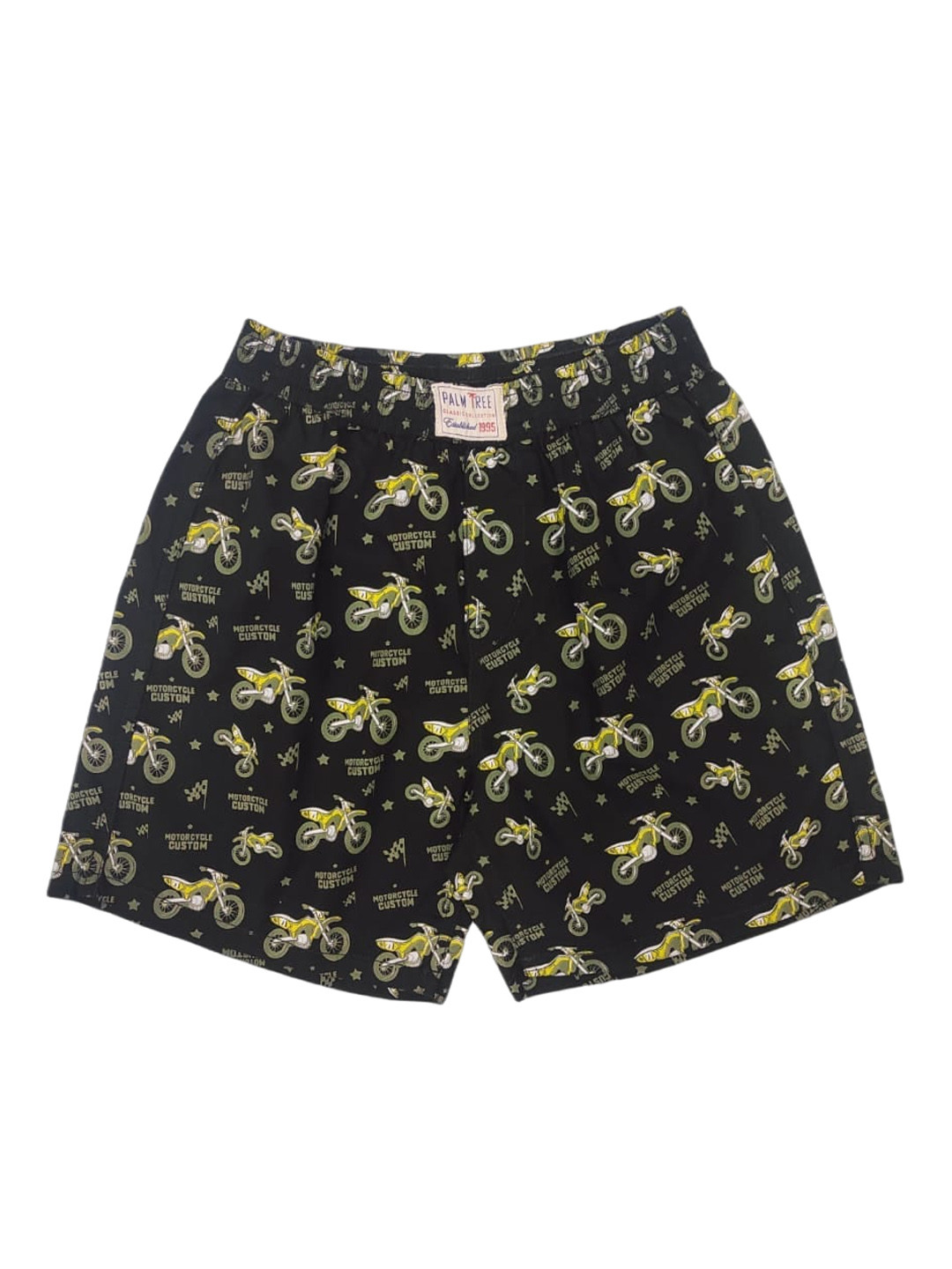 

Palm Tree Boys Conversational Printed Cotton Shorts, Black