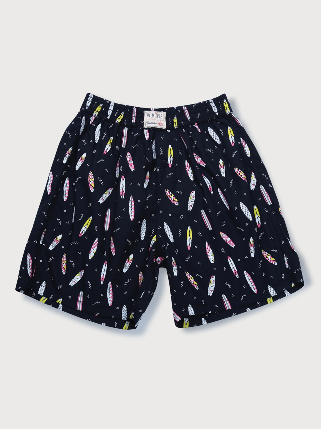 

Palm Tree Boys Conversational Printed Cotton Shorts, Navy blue