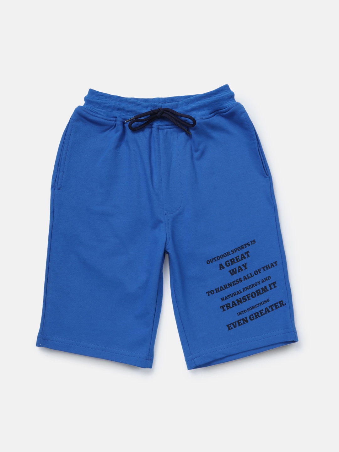 

Gini and Jony Boys Typography Printed Cotton Shorts, Blue