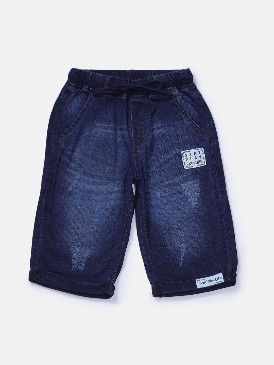 

Gini and Jony Boys Mid Rise Washed Denim Shorts, Navy blue