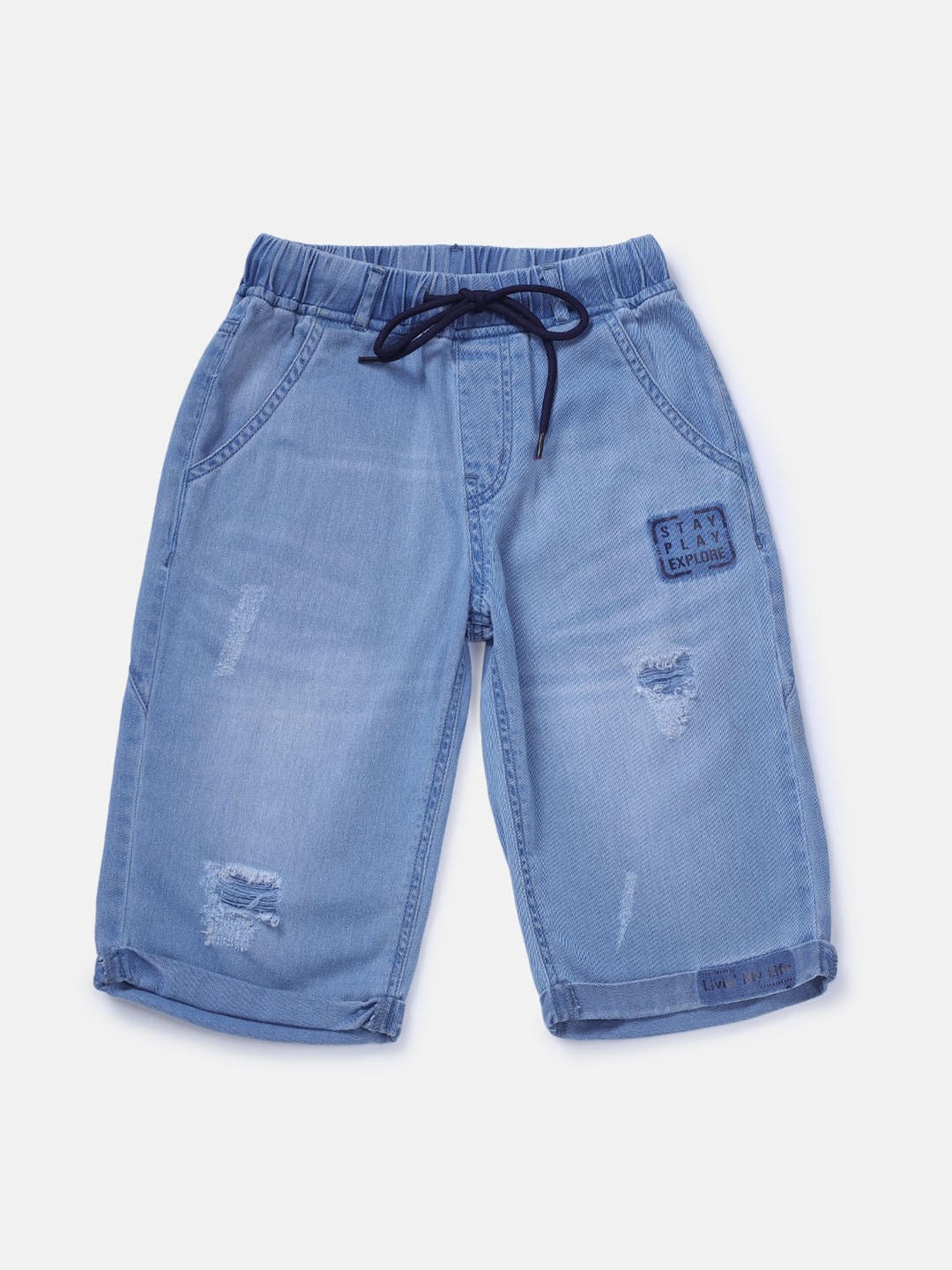 

Gini and Jony Boys Mid Rise Washed Denim Shorts, Blue