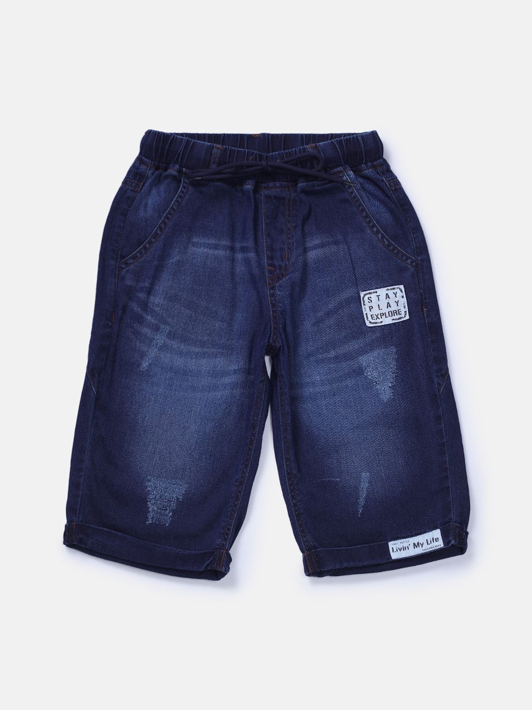 

Gini and Jony Infants Boys Washed Denim Shorts, Navy blue