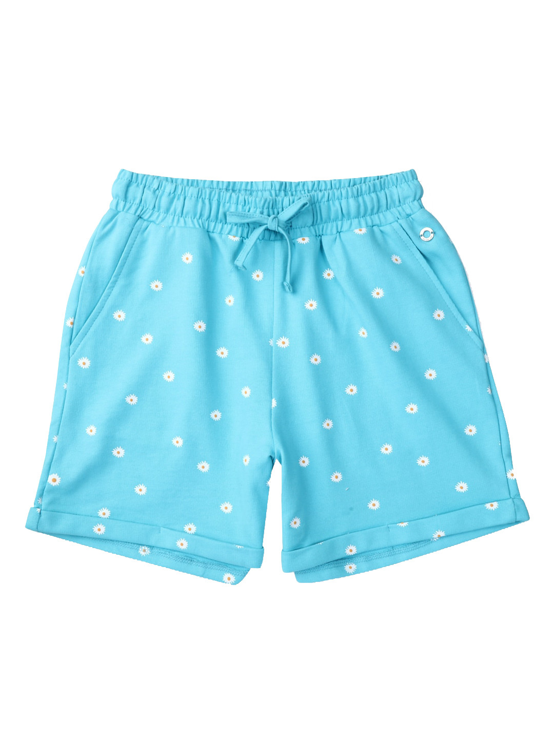 

Gini and Jony Girls Floral Printed Mid-Rise Cotton Shorts, Blue