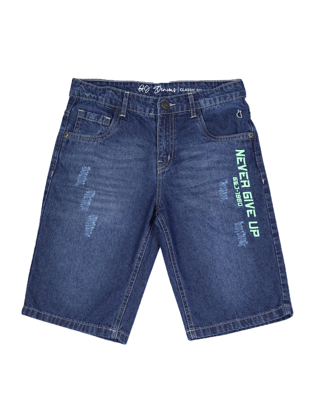 

Gini and Jony Boys Washed Mid Rise Denim Shorts, Navy blue