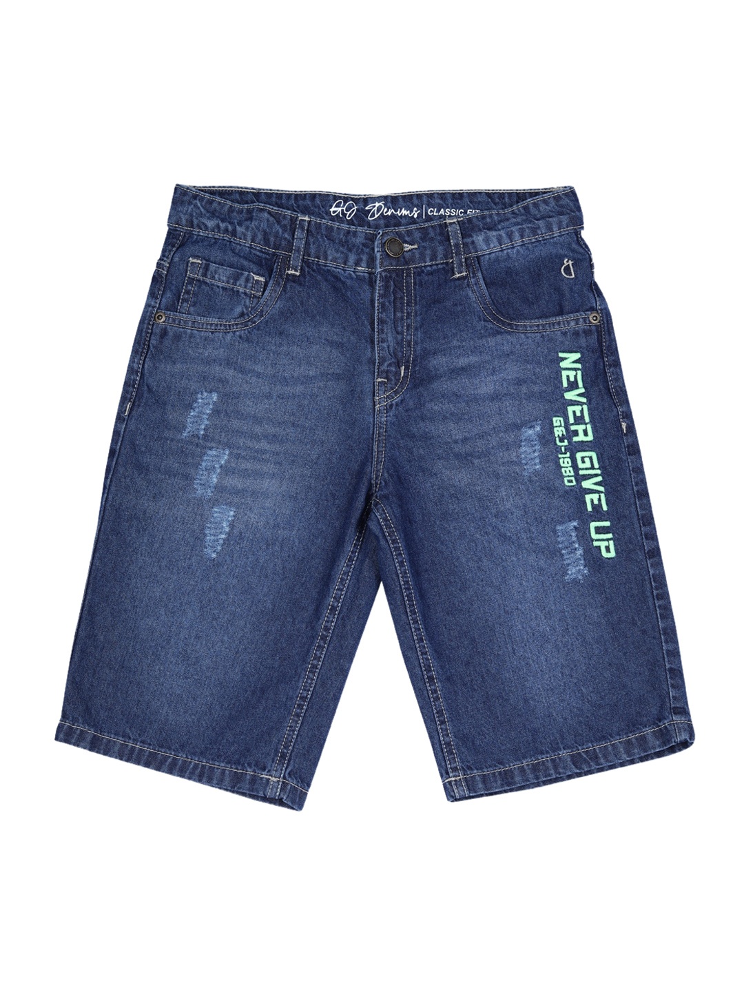 

Gini and Jony Boys Washed Mid Rise Denim Shorts, Navy blue