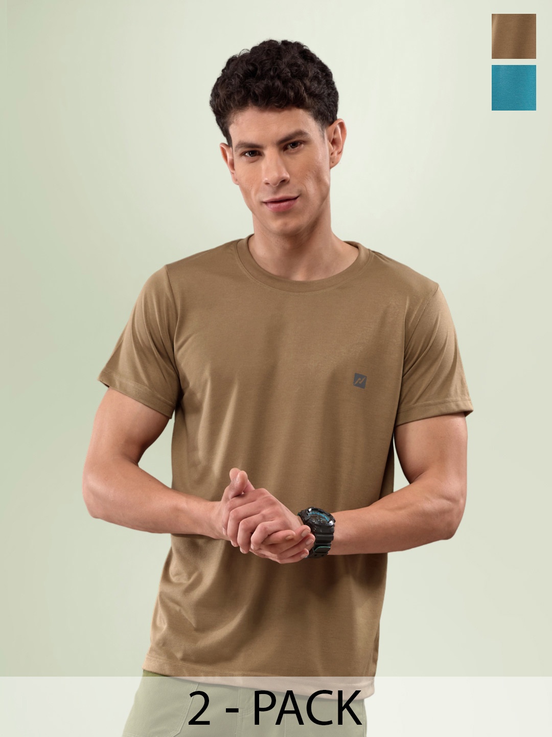 

LUX NITRO Pack Of 2 Anti Odour Lounge T-shirts, Beige