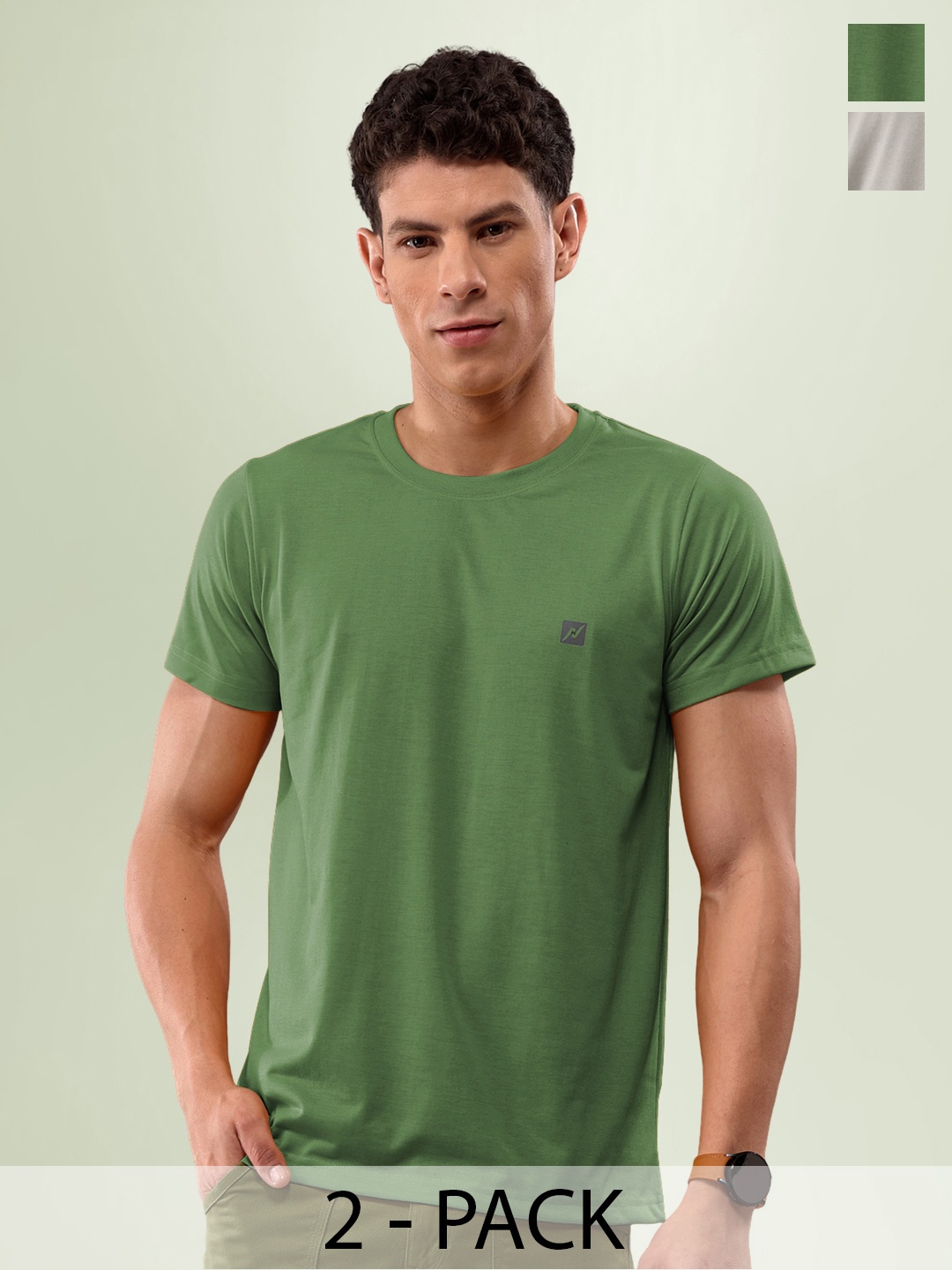

LUX NITRO Pack Of 2 Round Neck Lounge T-shirts, Green