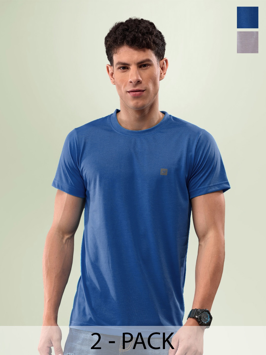 

LUX NITRO Pack Of 2 Anti Odour Round Neck Lounge T-Shirt, Teal