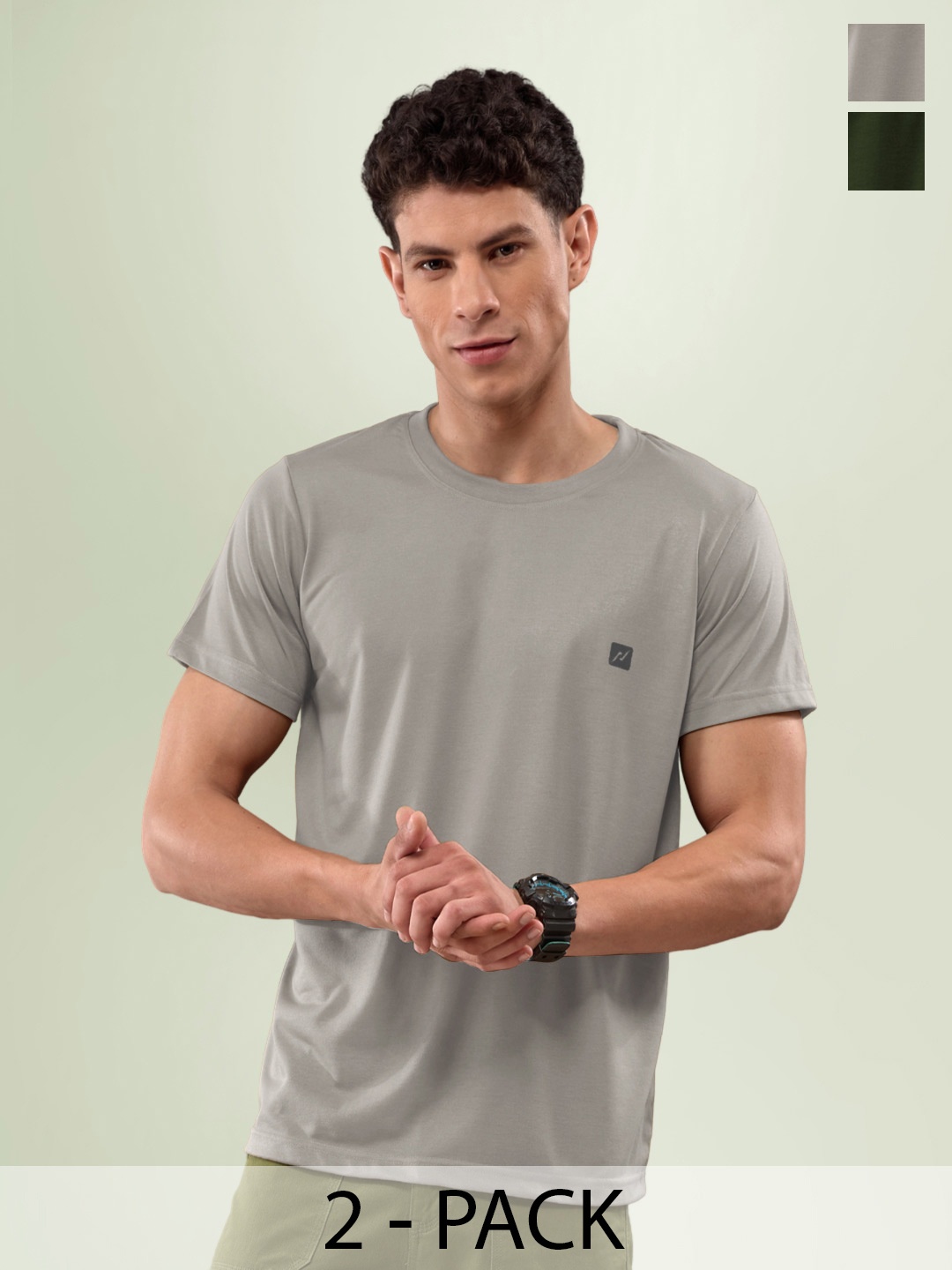 

LUX NITRO Pack Of 2 Round Neck Lounge T-Shirts, Grey