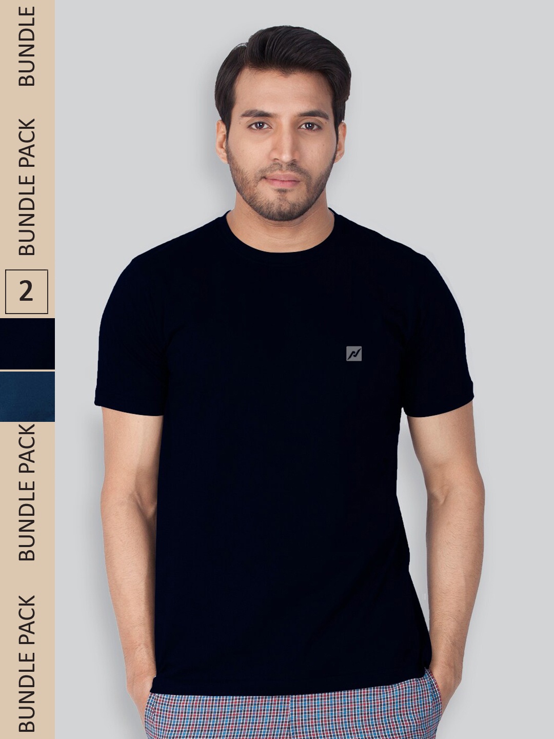 

LUX NITRO Pack Of 2 Round Neck Lounge T-Shirts, Navy blue