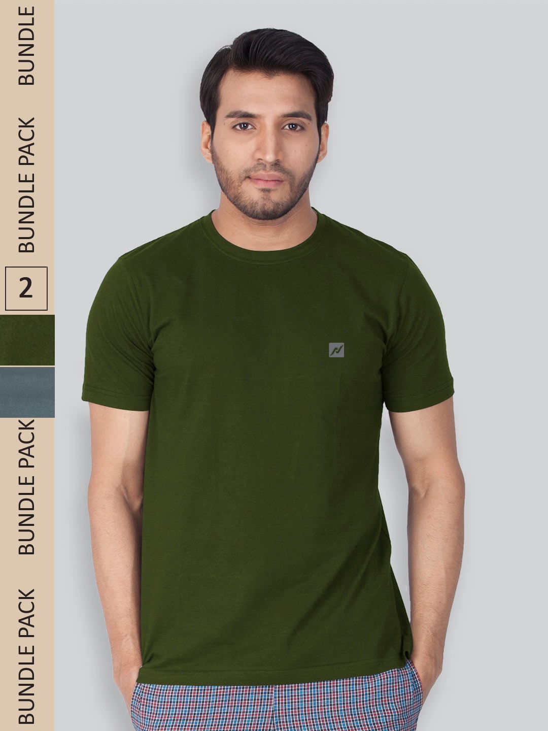 

LUX NITRO Pack Of 2 Anti Odour Lounge T-shirt, Olive