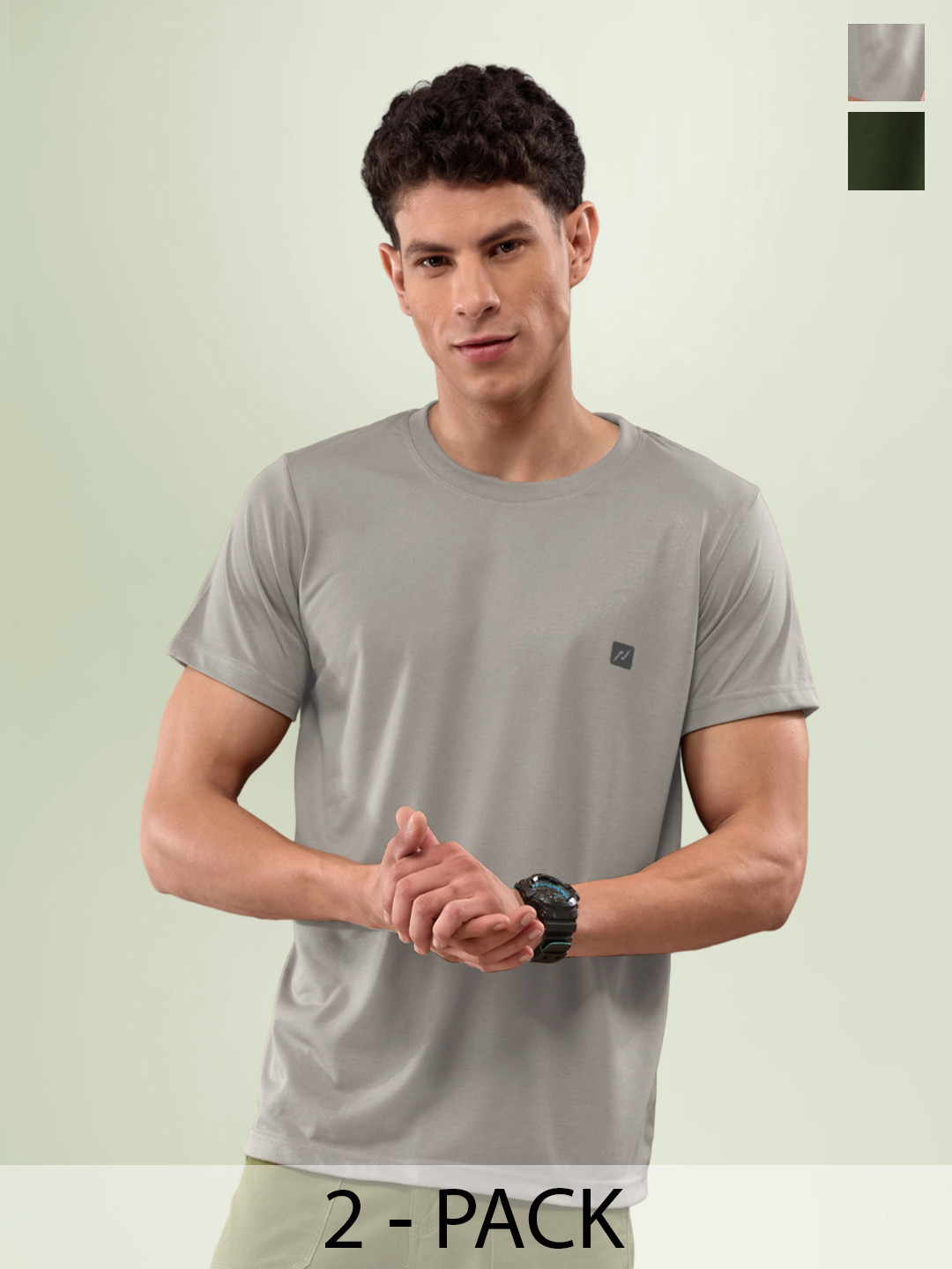 

LUX NITRO Pack Of 2 Anti Odour Lounge T-shirts, Olive