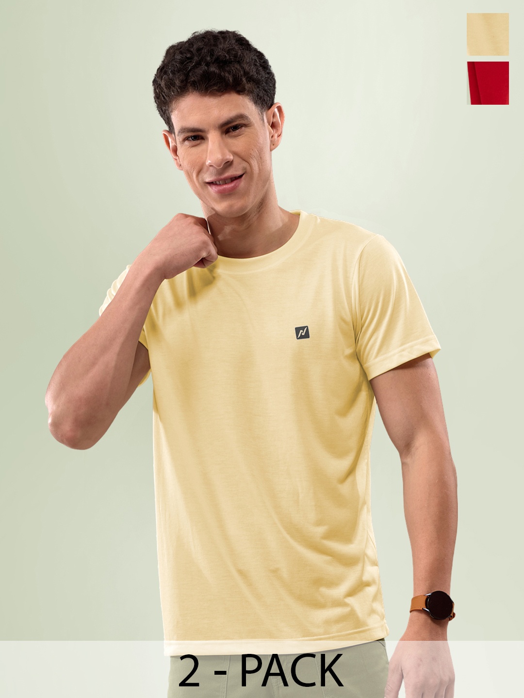 

LUX NITRO Pack Of 2 Round Neck Lounge T-Shirts, Red