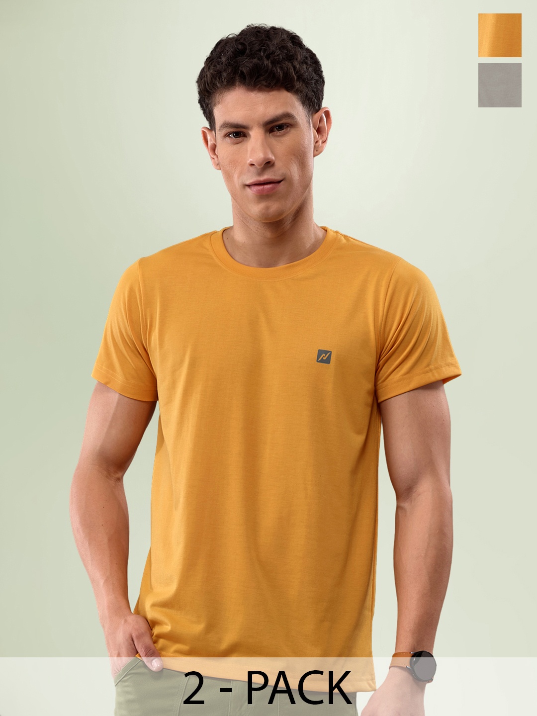 

LUX NITRO Pack Of 2 Round Neck Lounge T-Shirts, Grey