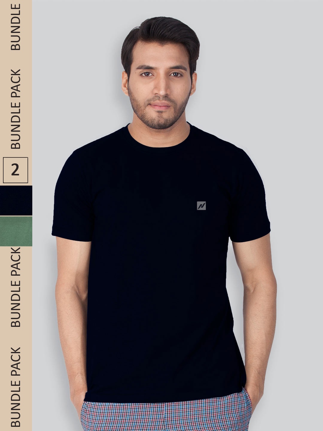 

LUX NITRO Pack Of 2 Anti Odour Round Neck Lounge T-Shirt, Black