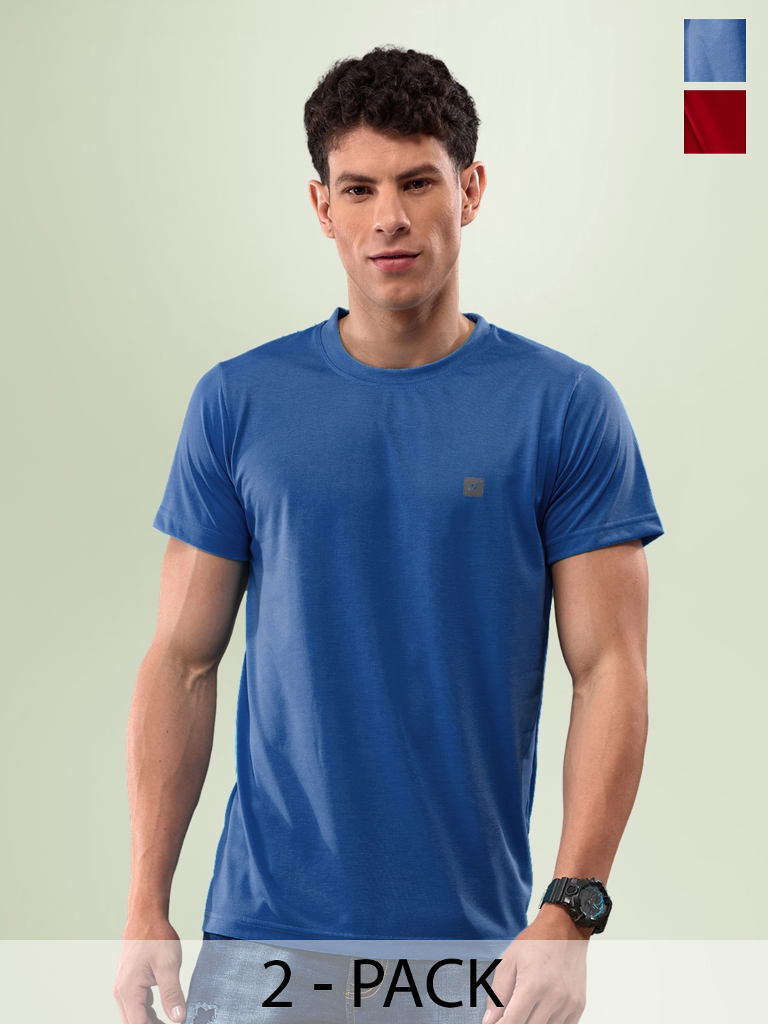 

LUX NITRO Pack Of 2 Anti Odour Lounge T-shirt, Red