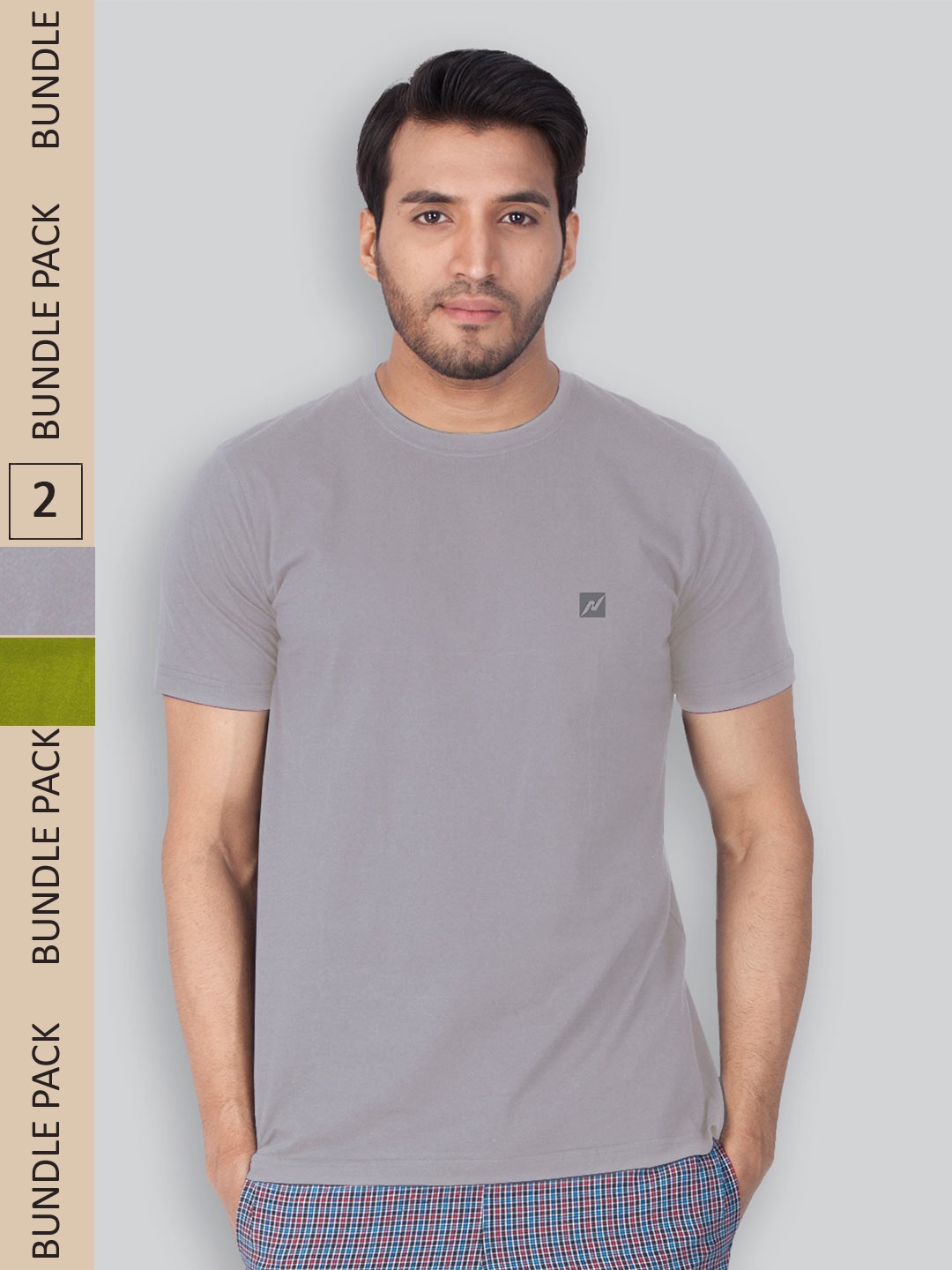 

LUX NITRO Pack Of 2 Anti Odour Round Neck Lounge T-Shirt, Grey