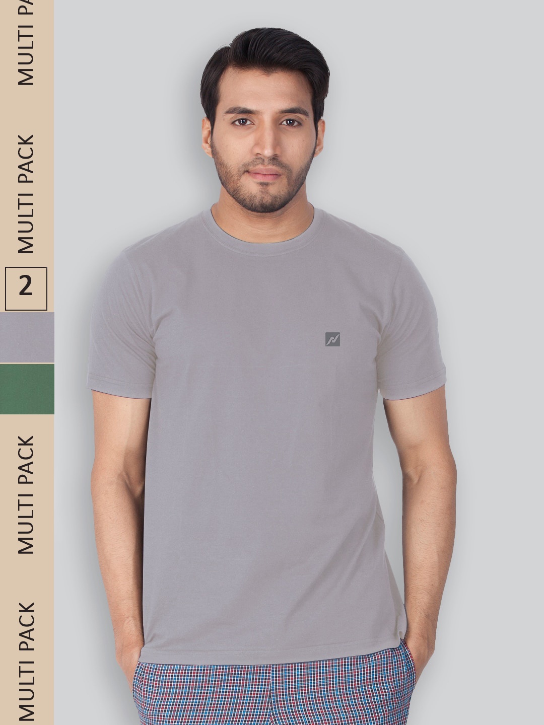 

LUX NITRO Pack Of 2 Round Neck Lounge T-Shirts, Grey