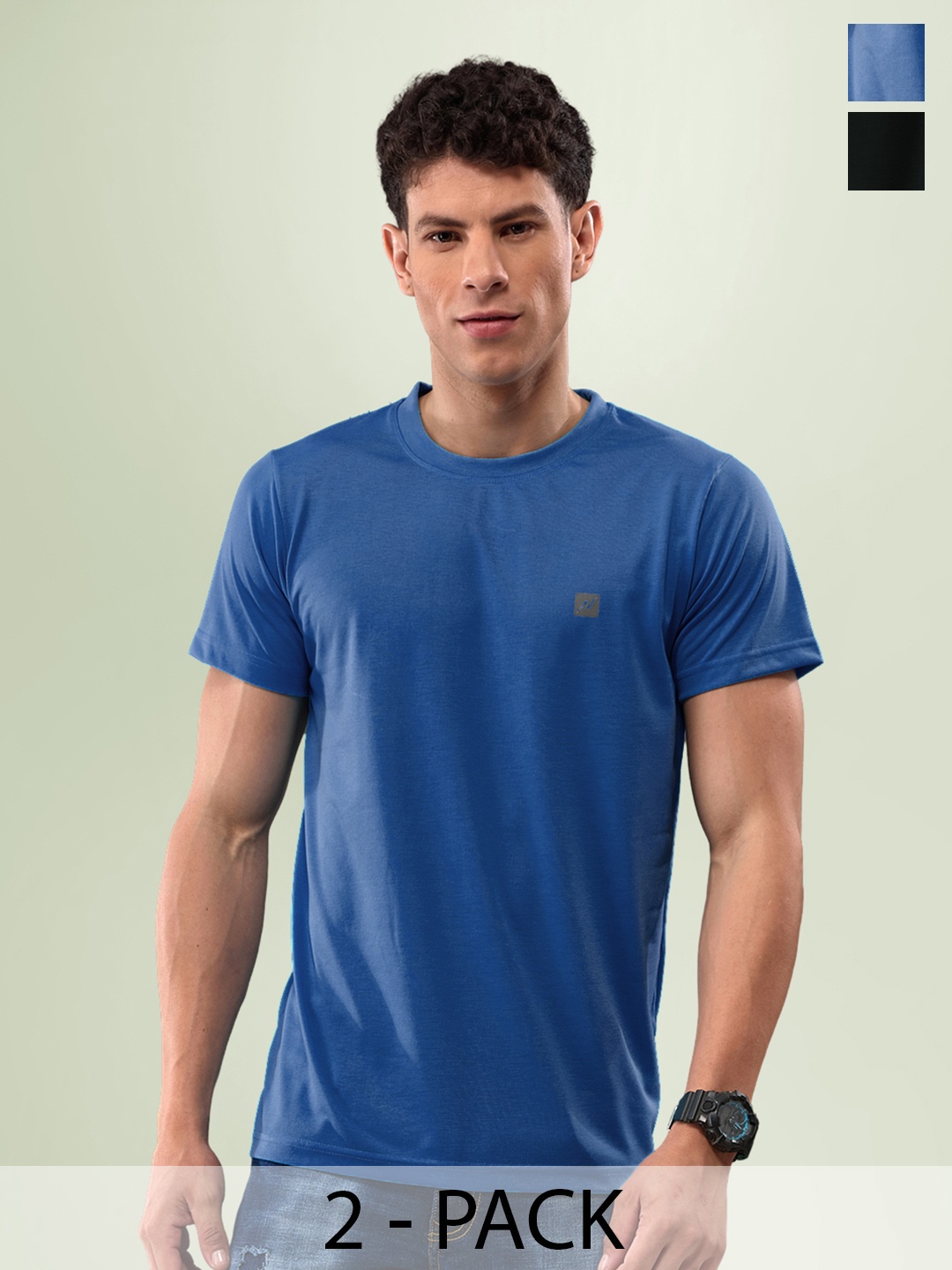 

LUX NITRO Pack Of 2 Anti Odour Lounge T-shirts, Black