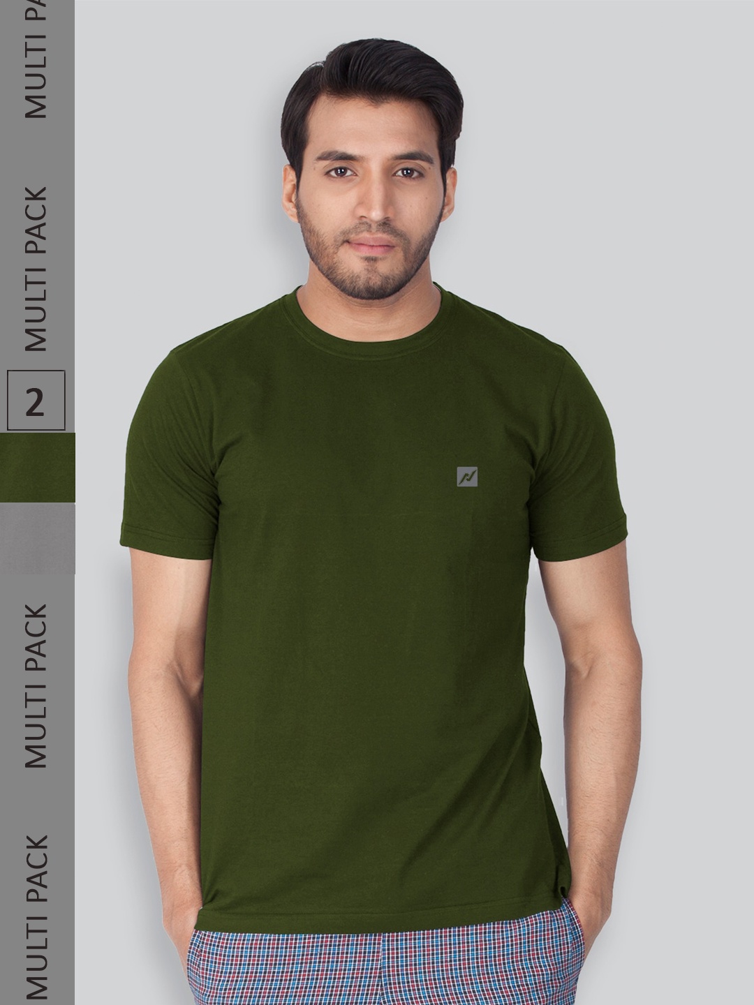 

LUX NITRO Pack Of 2 Anti Odour Lounge T-shirt, Olive