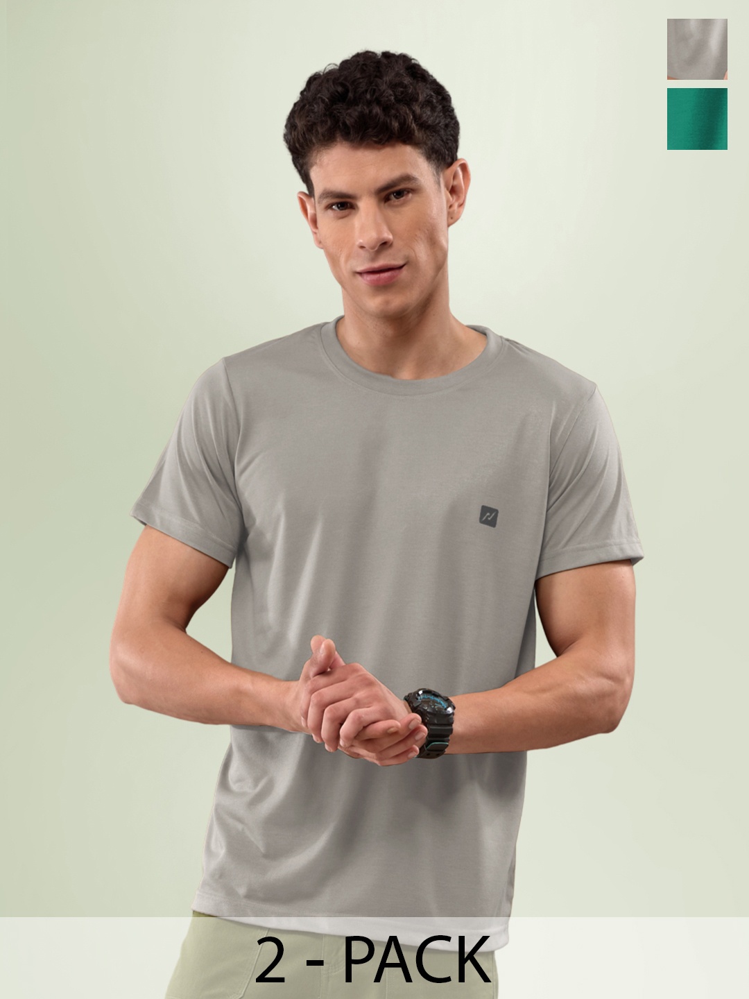 

LUX NITRO Pack Of 2 Anti Odour Lounge T-shirts, Grey