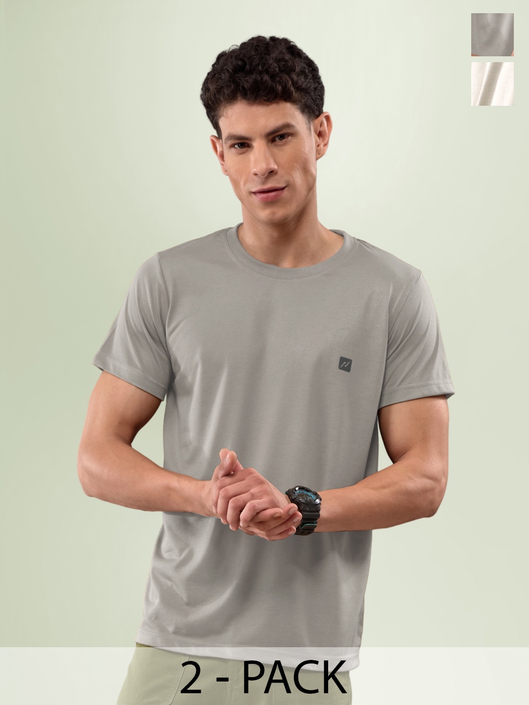 

LUX NITRO Pack Of 2 Round Neck Lounge T-shirts, Grey