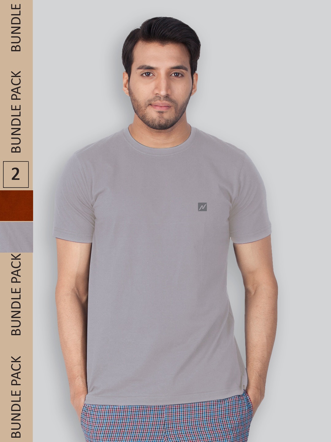 

LUX NITRO Pack Of 2 Round Neck Lounge T-Shirts, Grey