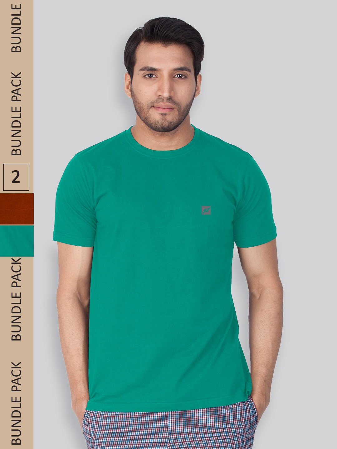 

LUX NITRO Pack of 2 Anti Odour Round Neck Cotton Lounge T-Shirt, Rust