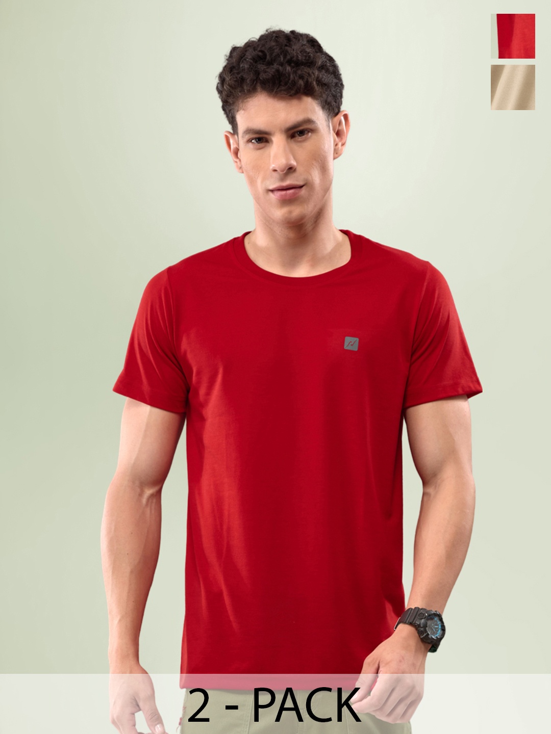 

LUX NITRO Pack Of 2 Round Neck Lounge T-Shirts, Red