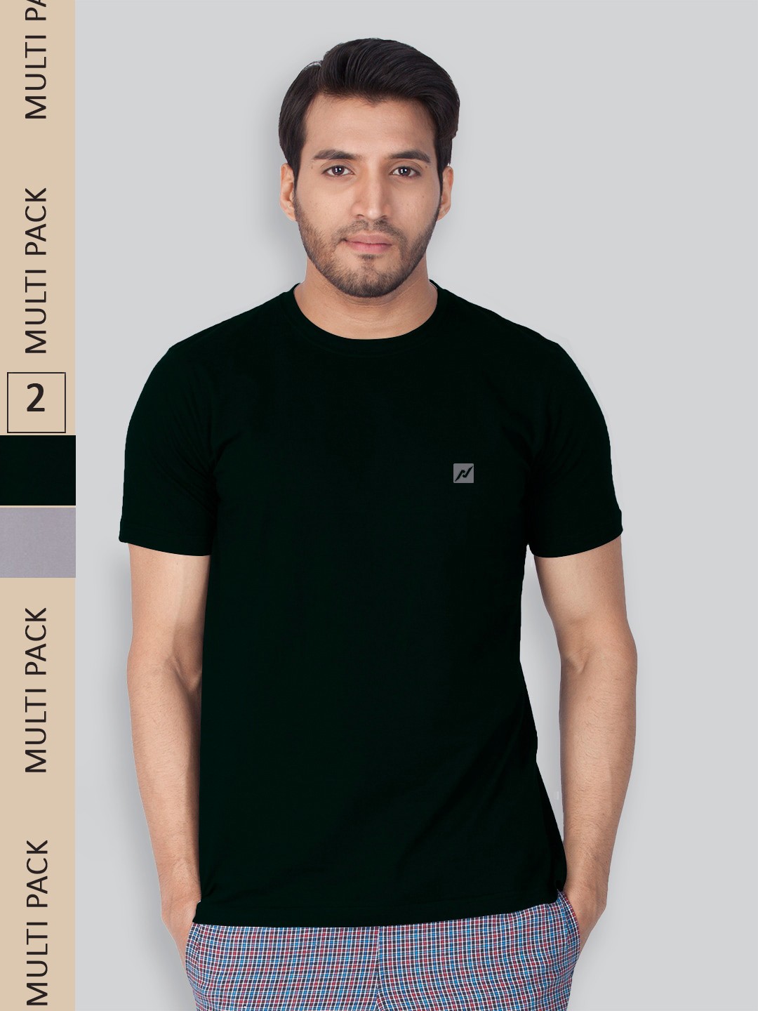

LUX NITRO Pack Of 2 Round Neck Cotton Lounge T-Shirts, Black