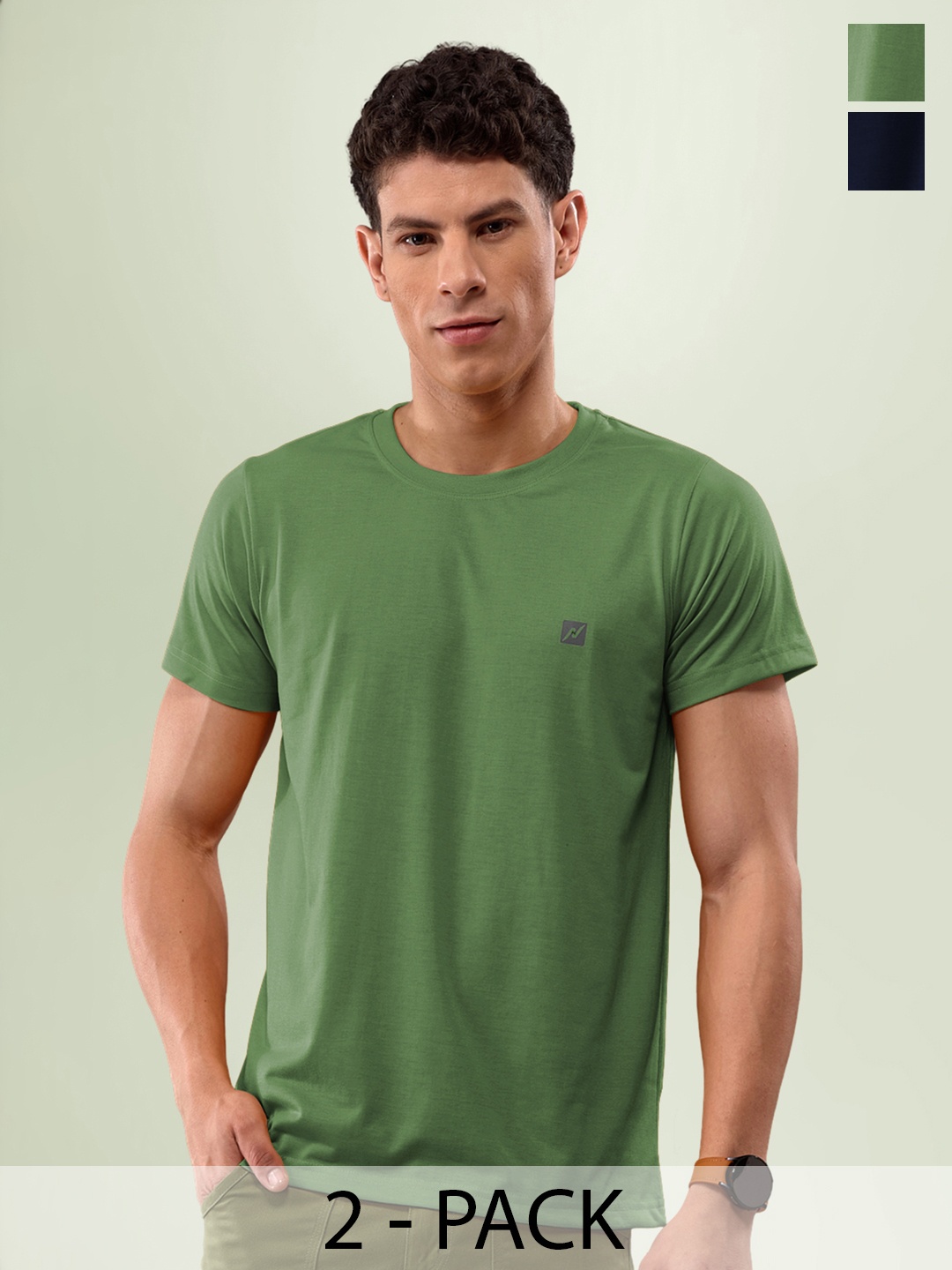 

LUX NITRO Pack Of 2 Anti Odour Lounge T-shirt, Navy blue