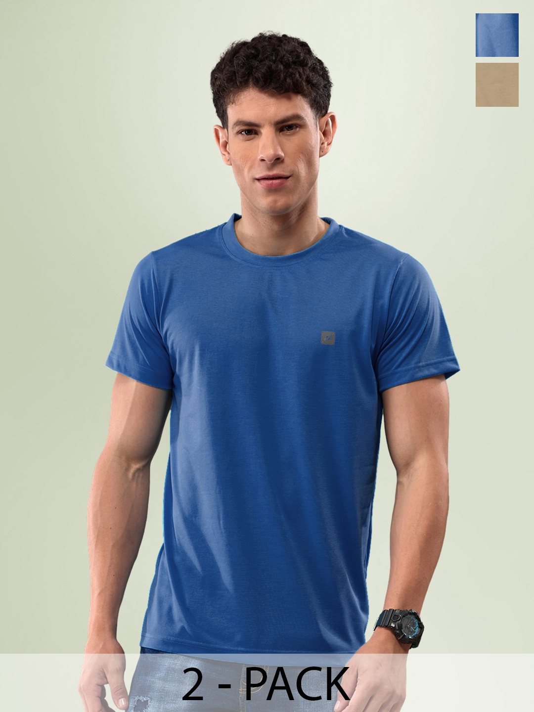 

LUX NITRO Pack Of 2 Anti Odour Lounge T-shirts, Blue
