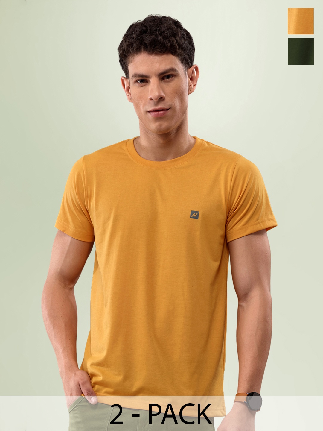 

LUX NITRO Pack Of 2 Anti Odour Lounge T-shirt, Olive